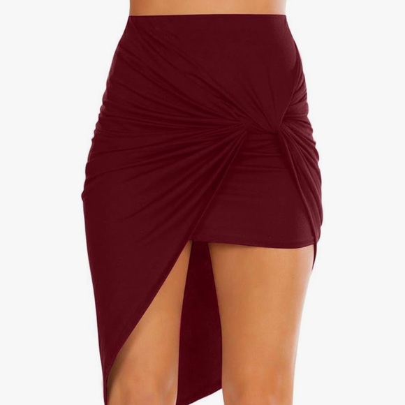 Elegant Burgundy Asymmetrical Skirt - Picture 1 of 2